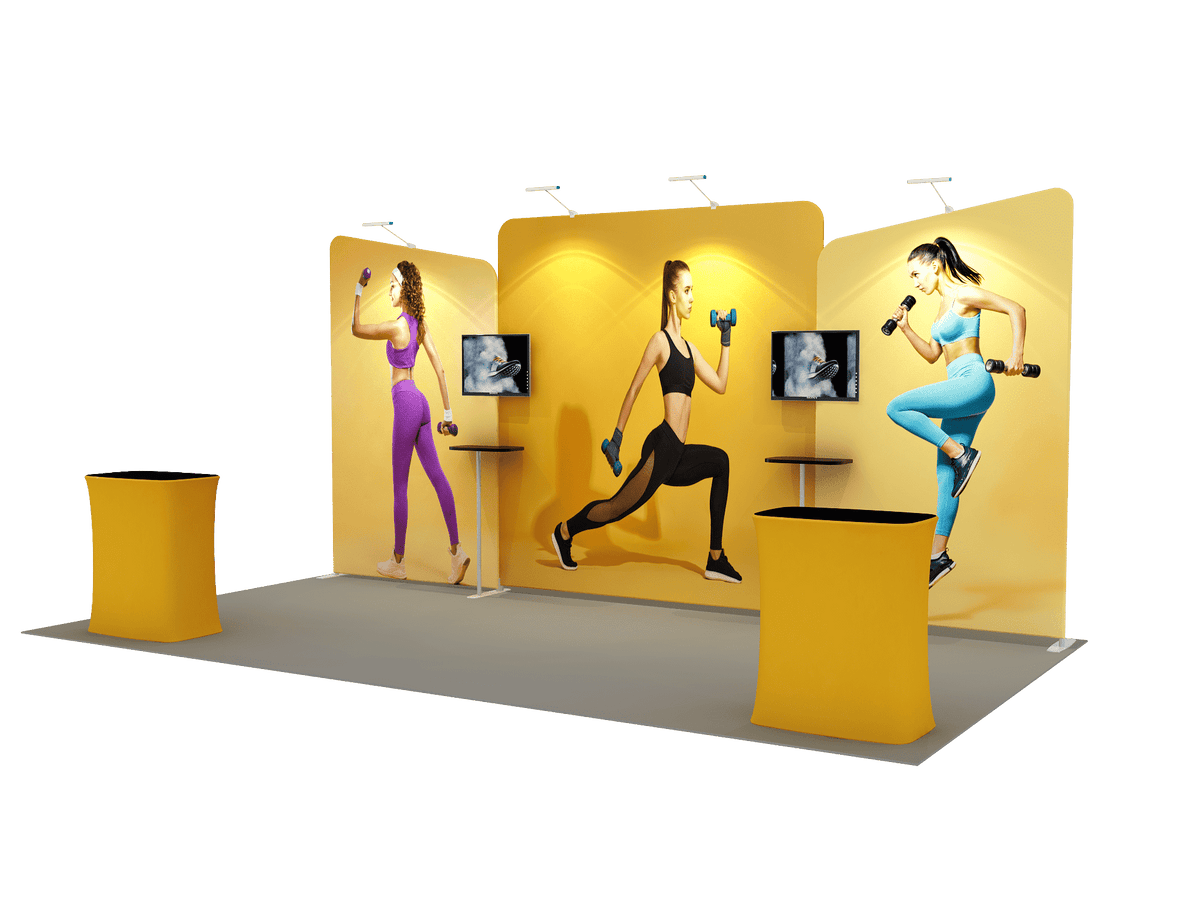 6x3m Booth Kit with Straight Centre Wall & Inclined Side Walls