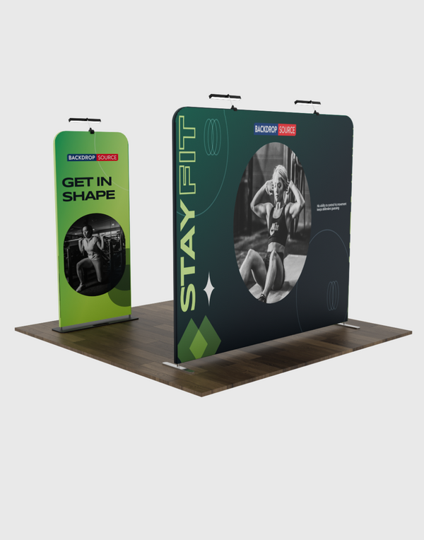 EZ Exhibit Essentials: 3mx3m Booth Kit with Backwall and Banner Stand