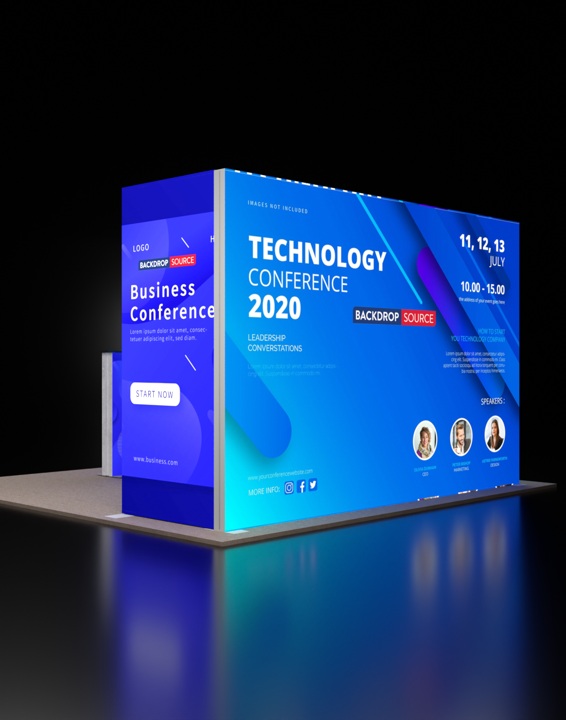 3m Backlit SEG Booth Kit with 2 Sidewalls & Lightbox Counter
