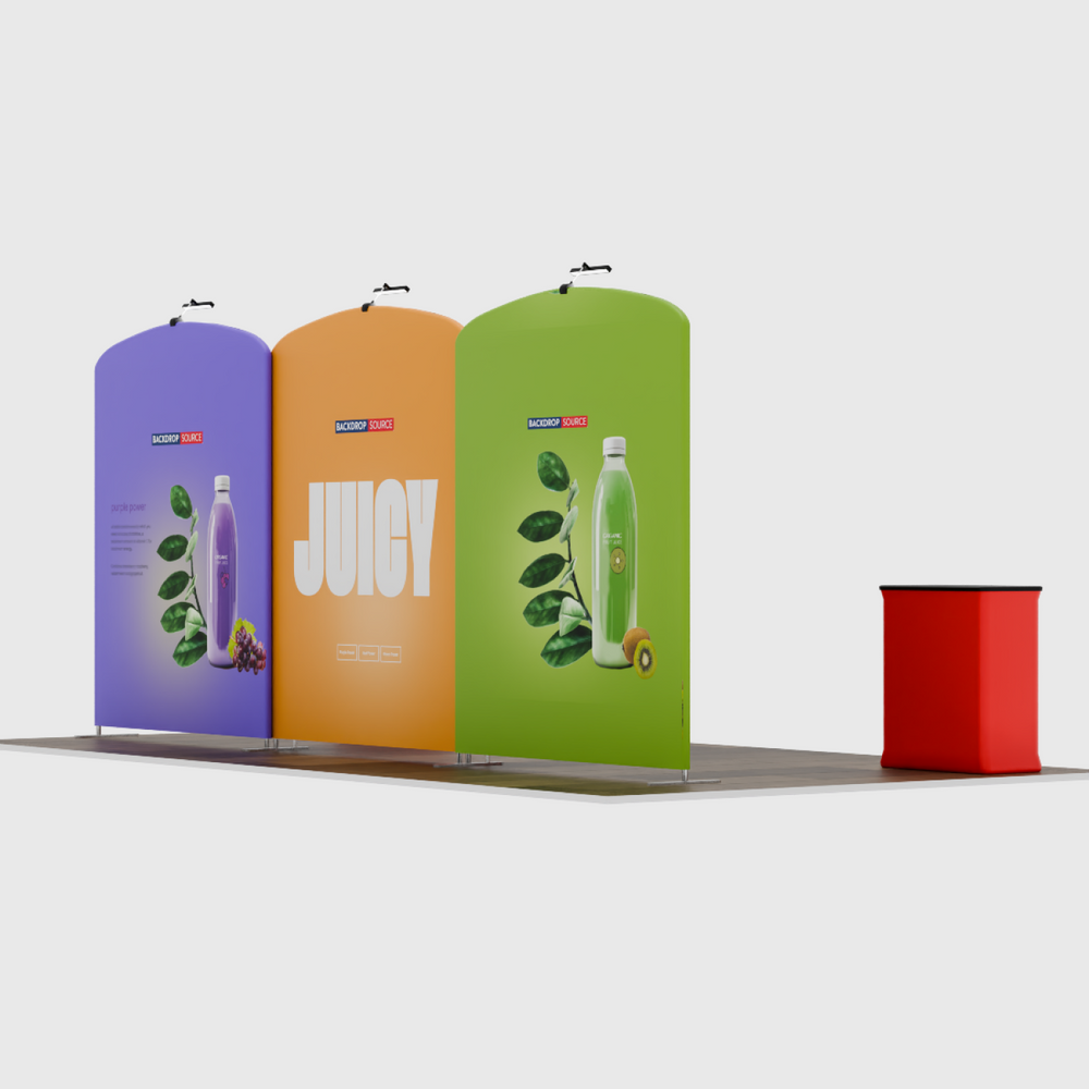 6x3m Booth Kit with Three Curved Arch Walls & 2 Counters