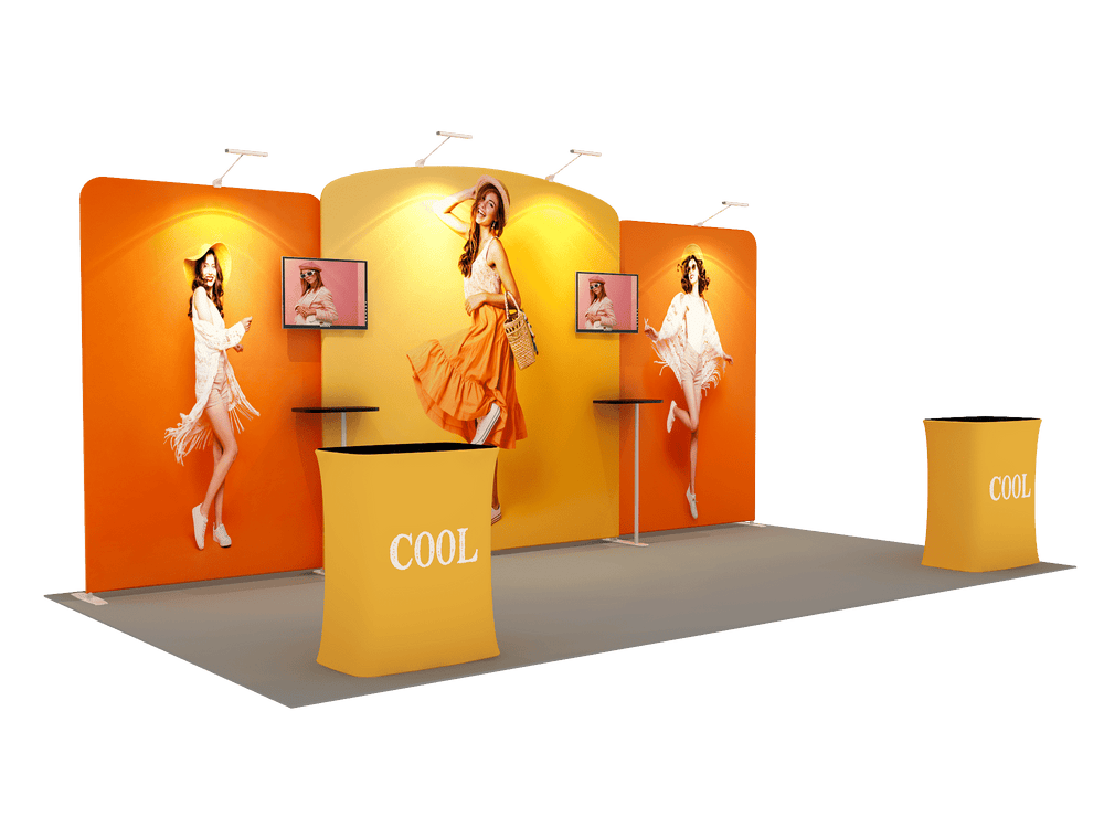 6x3m Booth Kit with Curved Centre Wall & Straight Side Walls