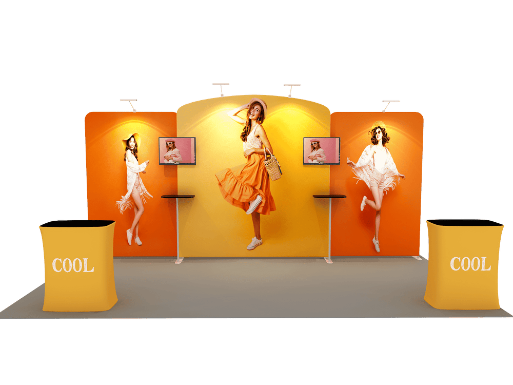 6x3m Booth Kit with Curved Centre Wall & Straight Side Walls