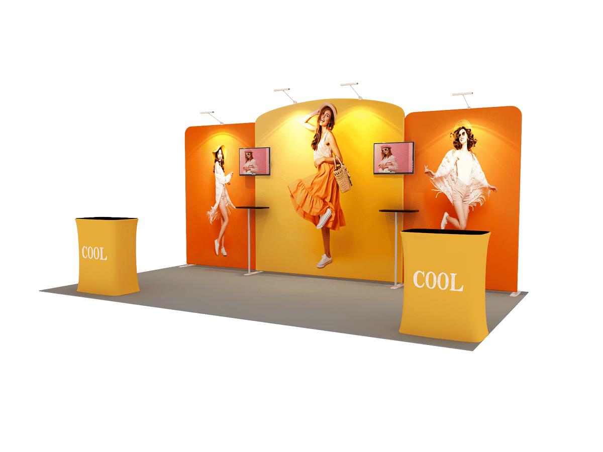 6x3m Booth Kit with Curved Centre Wall & Straight Side Walls