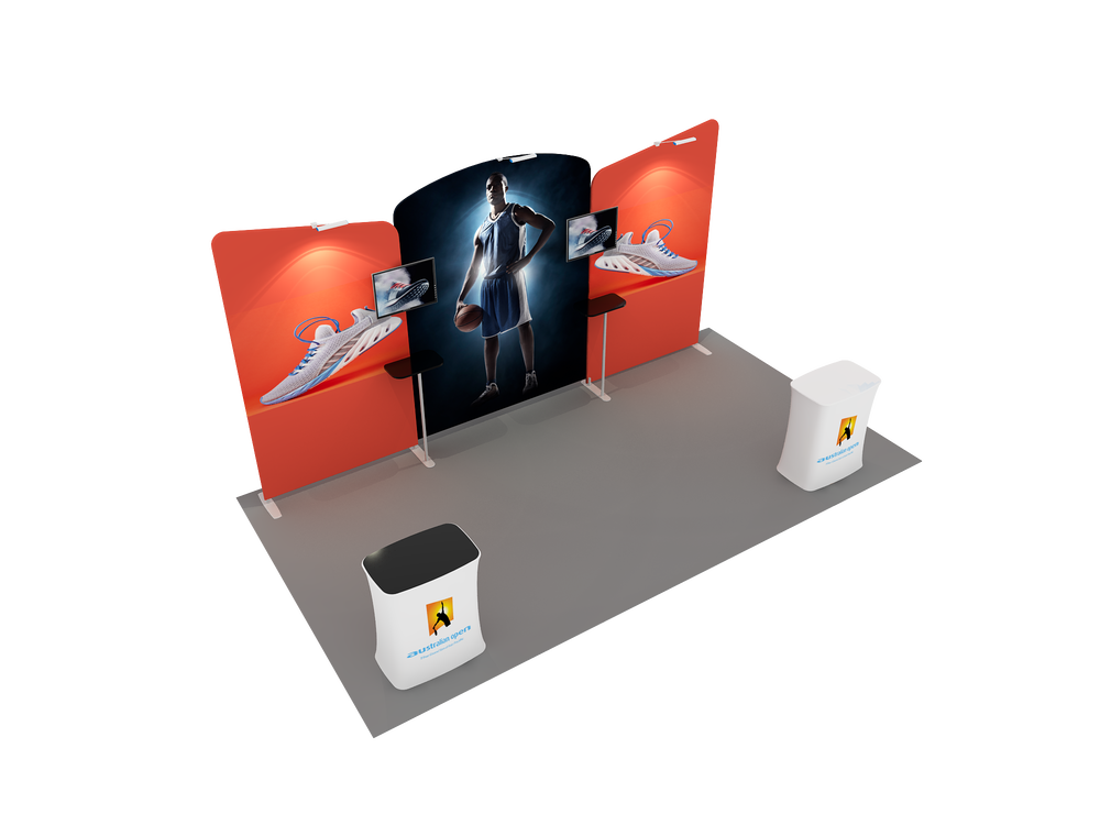 6x3m Booth Kit with Curved Centre Wall & Inclined Side Walls
