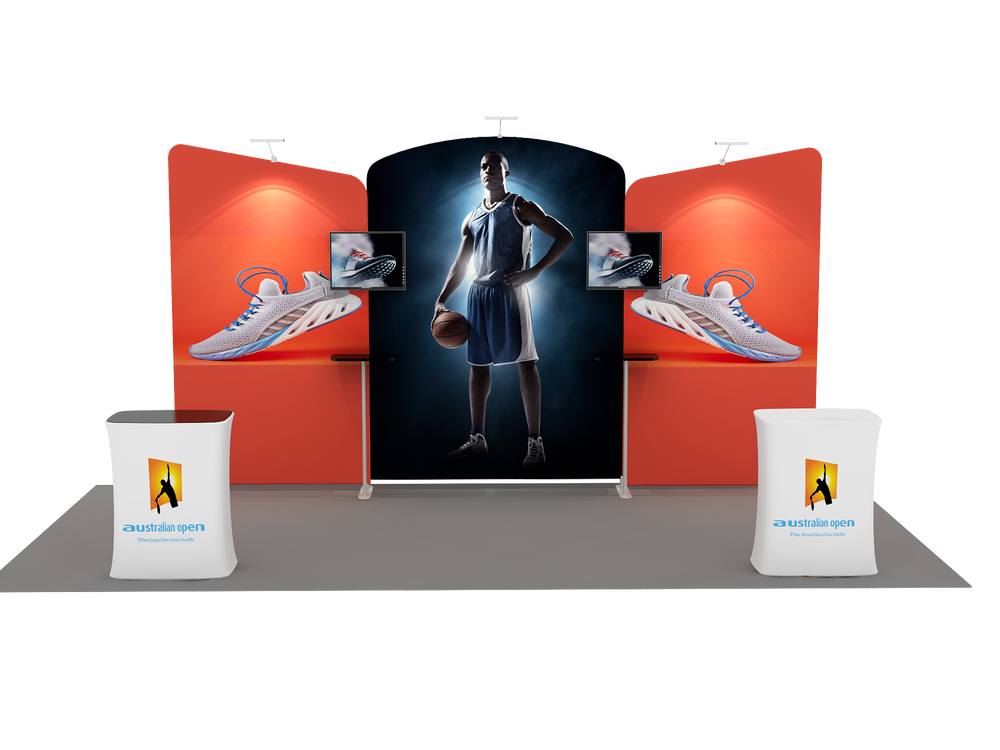 6x3m Booth Kit with Curved Centre Wall & Inclined Side Walls
