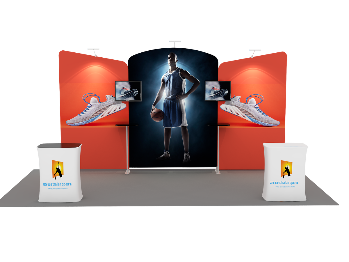 6x3m Booth Kit with Curved Centre Wall & Inclined Side Walls