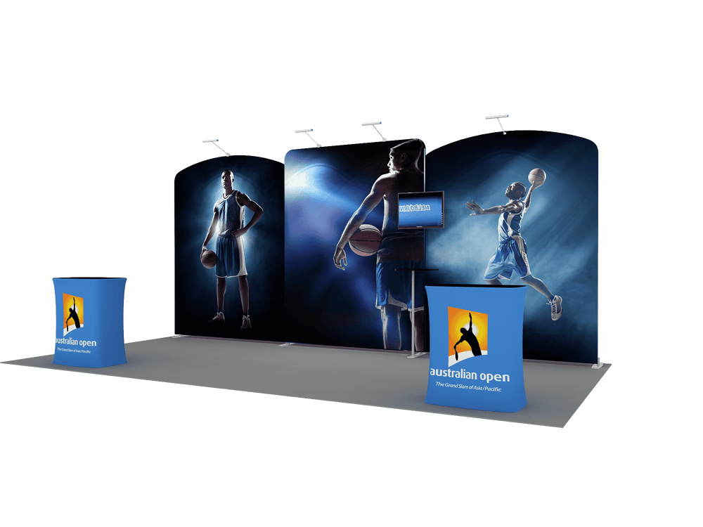 6x3m Booth Kit with Straight Centre Wall & Curved Side Walls