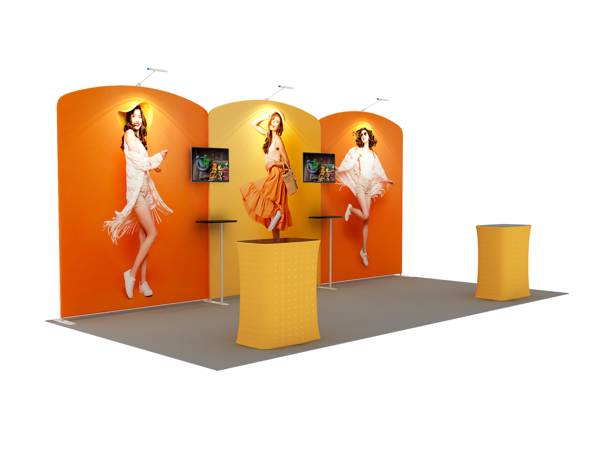 6x3m Booth Kit with Three Curved Arch Walls & 2 Counters