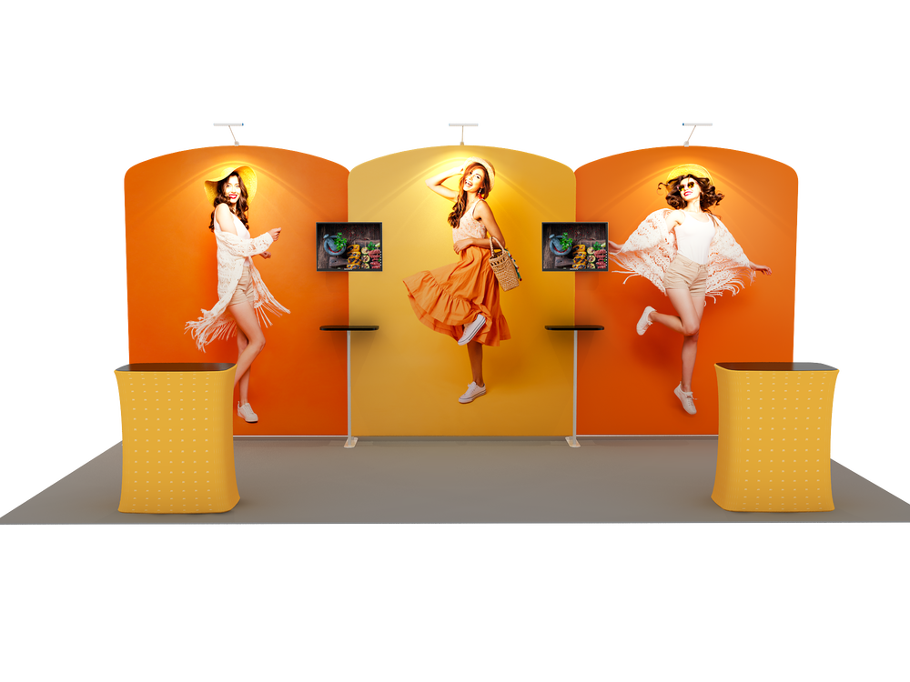 6x3m Booth Kit with Three Curved Arch Walls & 2 Counters