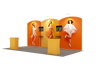 6x3m Booth Kit with Three Curved Arch Walls & 2 Counters