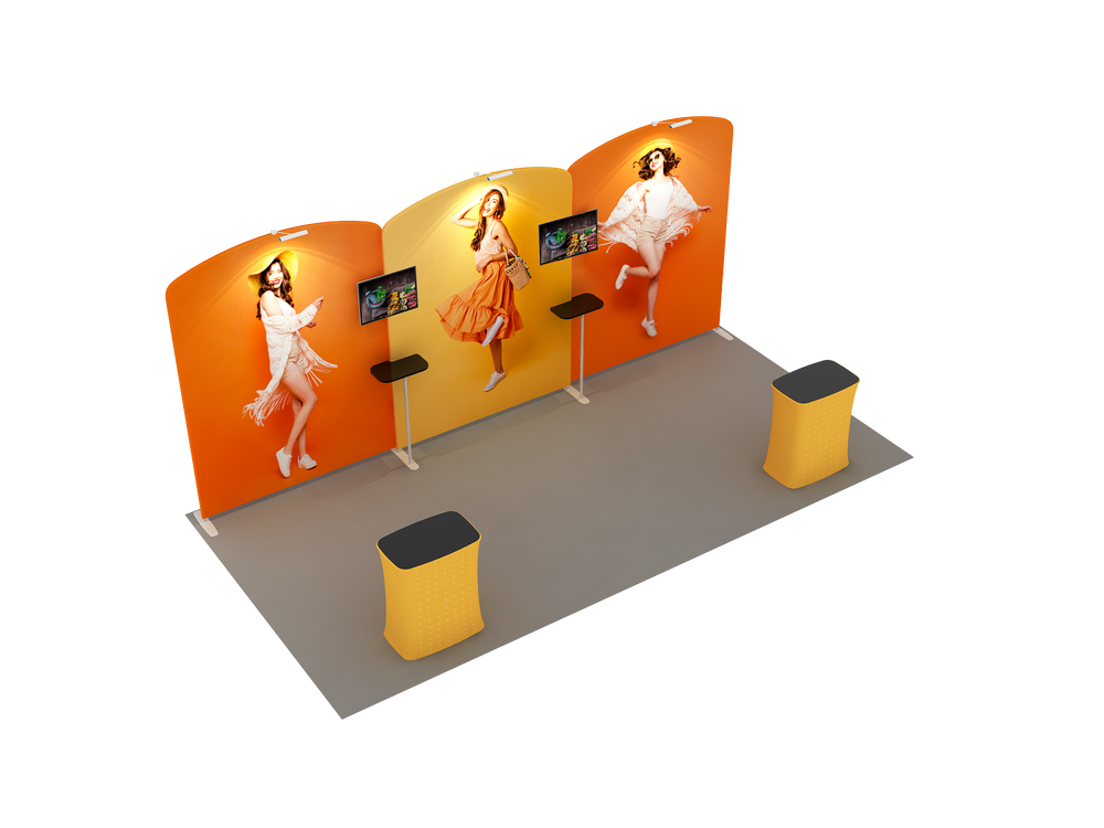 6x3m Booth Kit with Three Curved Arch Walls & 2 Counters