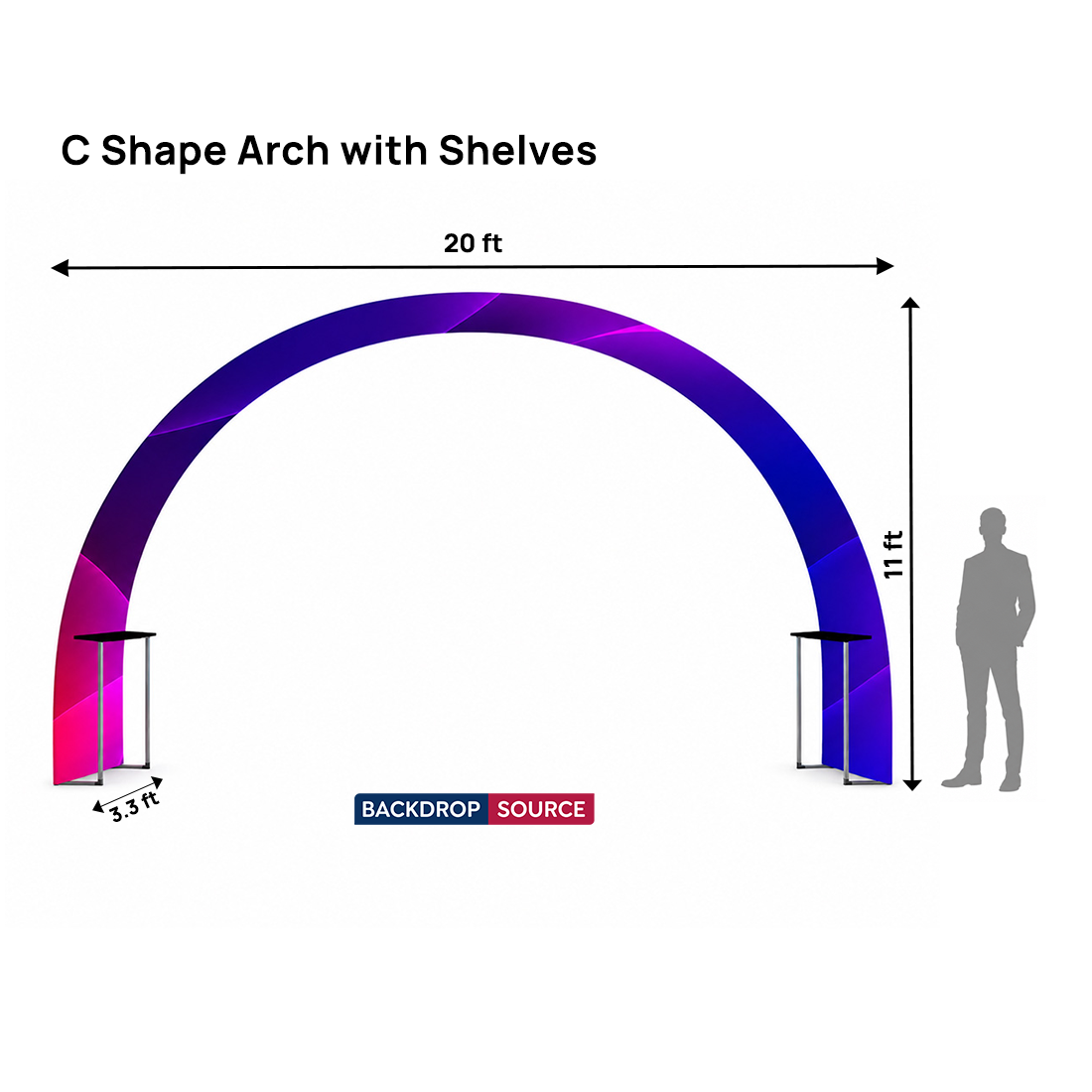 C Shape Tension Fabric Arch with Shelves