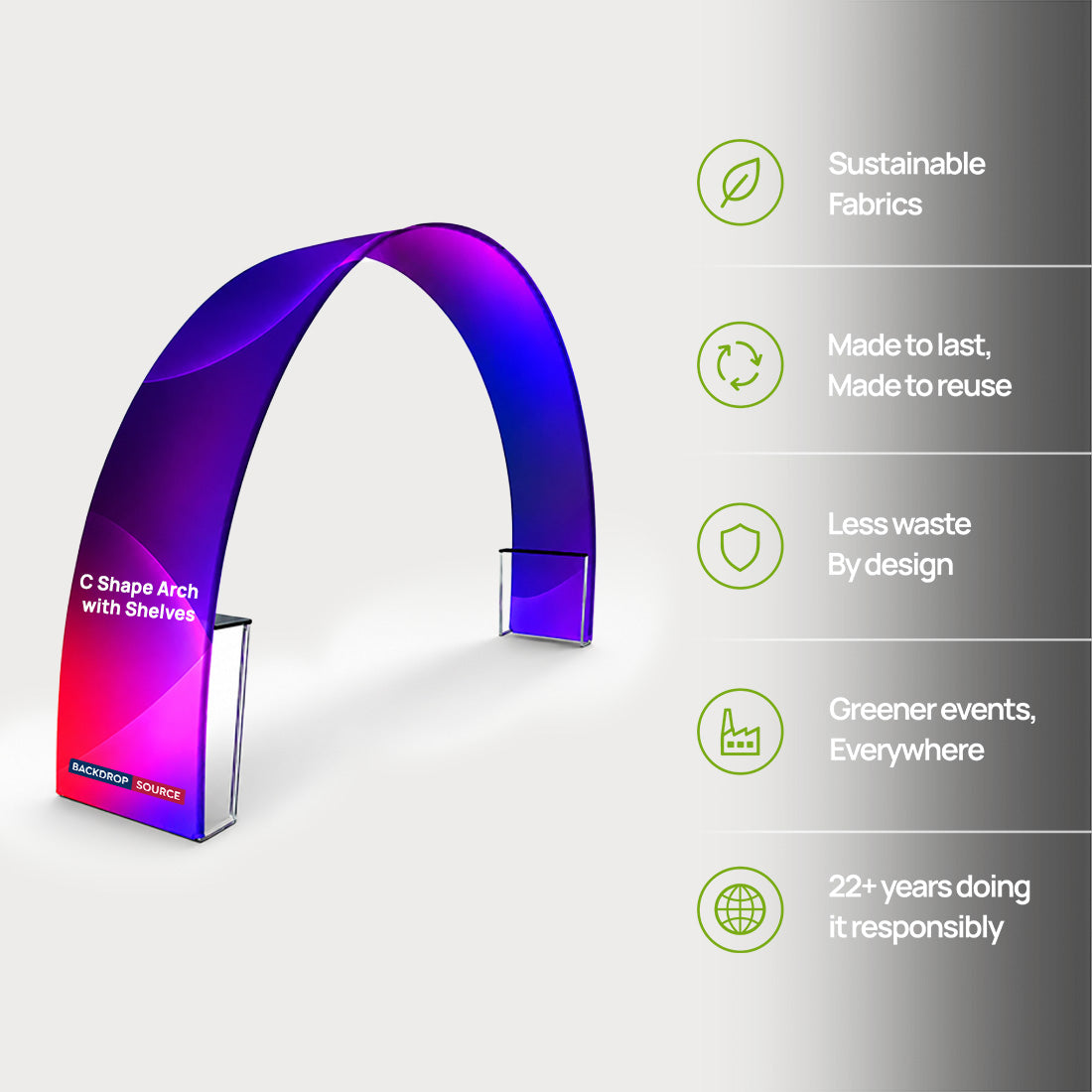 C Shape Tension Fabric Arch with Shelves