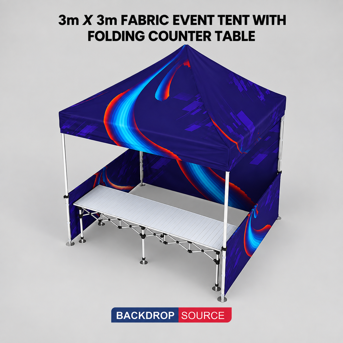 3m x 3m Fabric Event Tent with Folding Counter Table