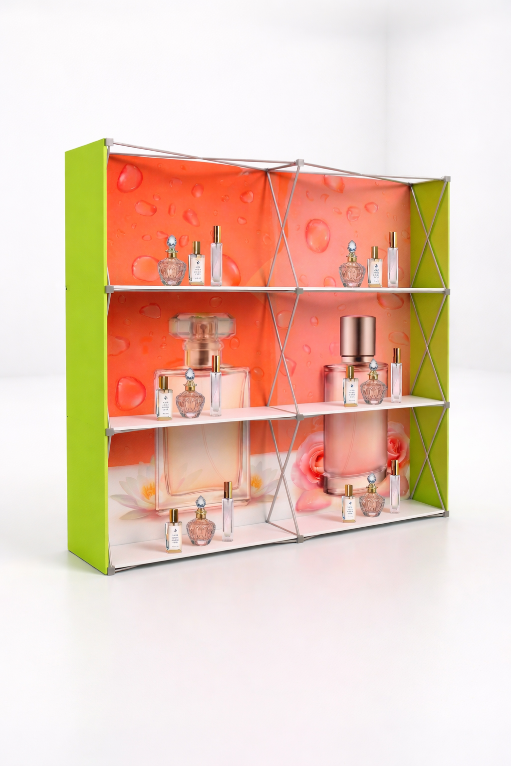 Portable Pop-Up Display Wall with Shelving (Dual-Side Print)