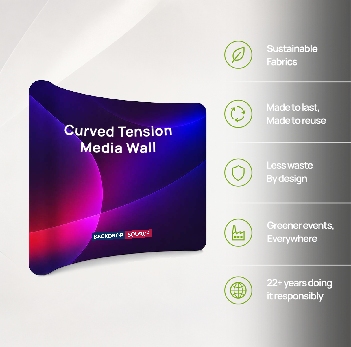 Curved Tension Fabric Portable Media Wall