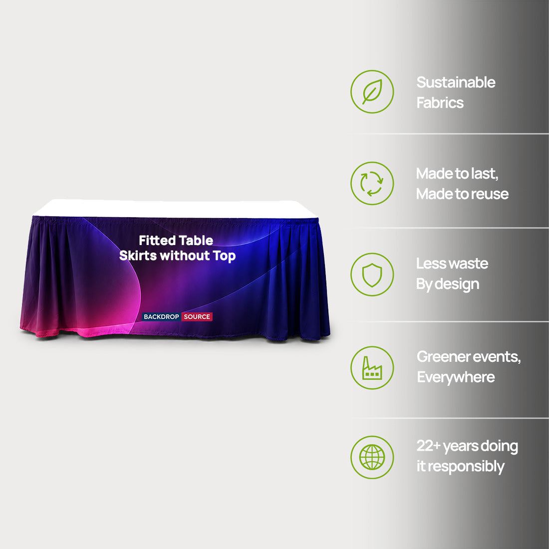 Custom Fitted Table Skirts without Top