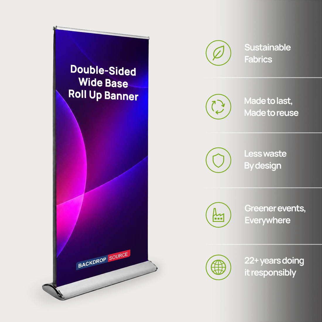 Double-screen wide base Roll Up Banner