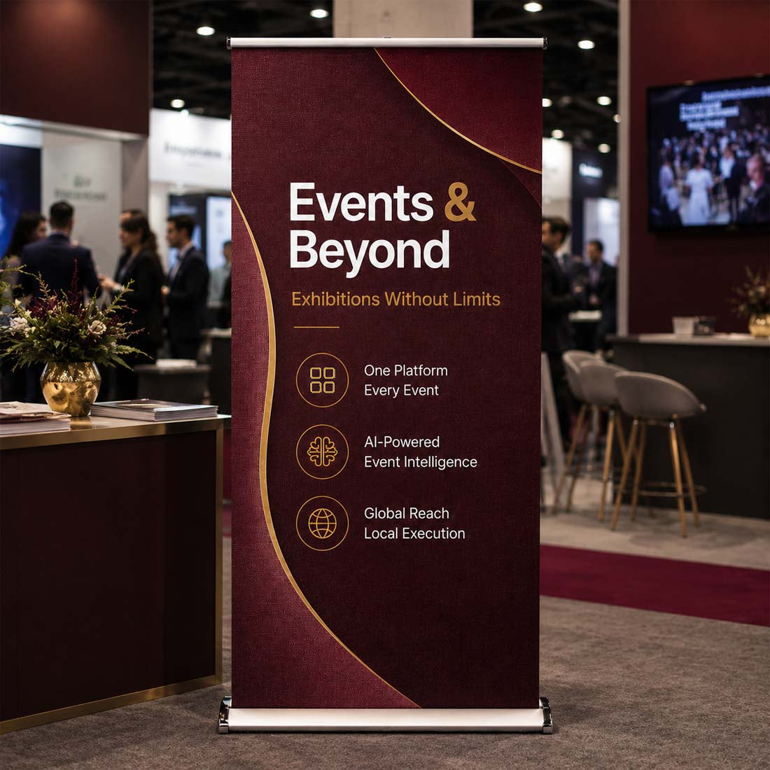 Double-screen wide base Roll Up Banner