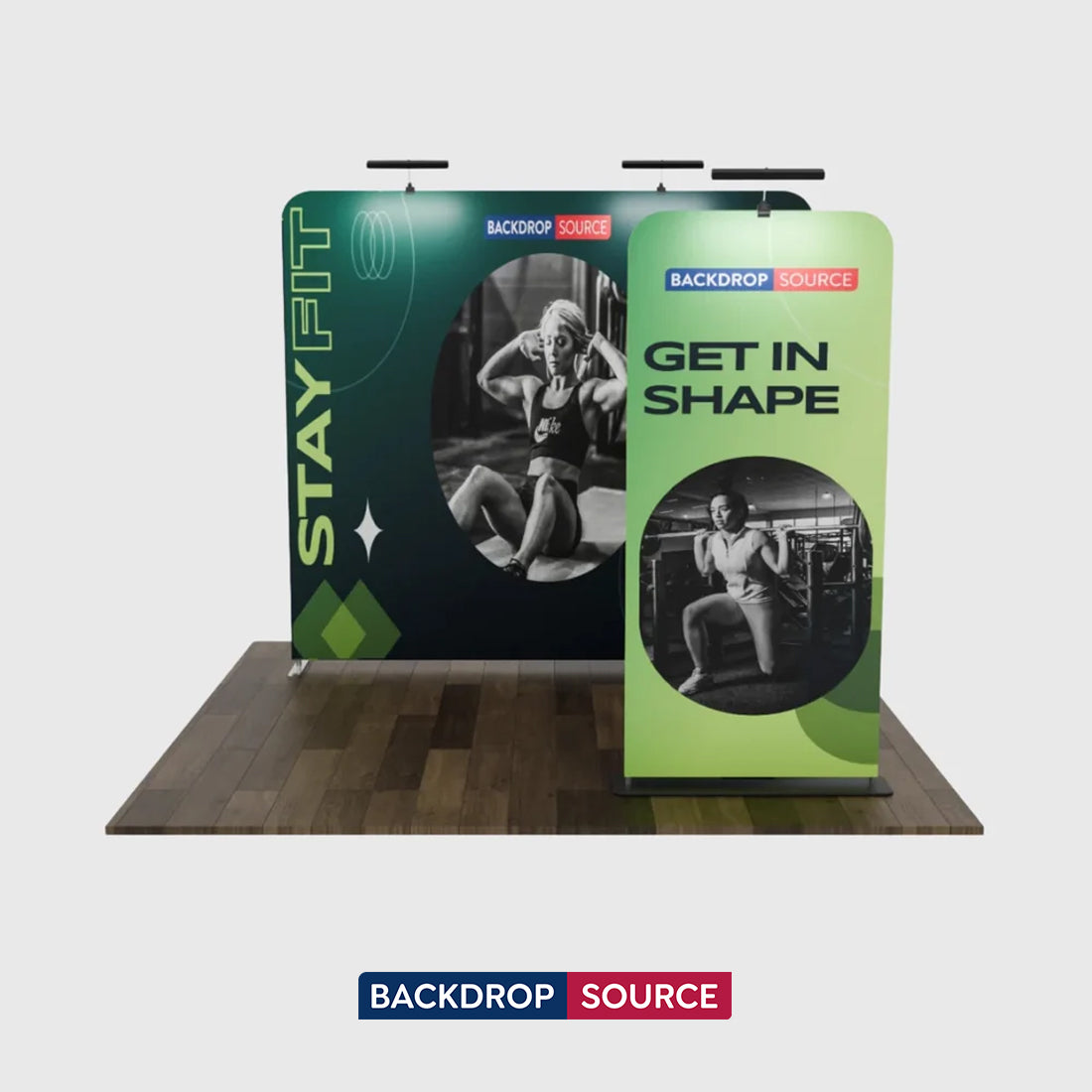 EZ Exhibit Essentials: 3mx3m Booth Kit with Backwall and Banner Stand