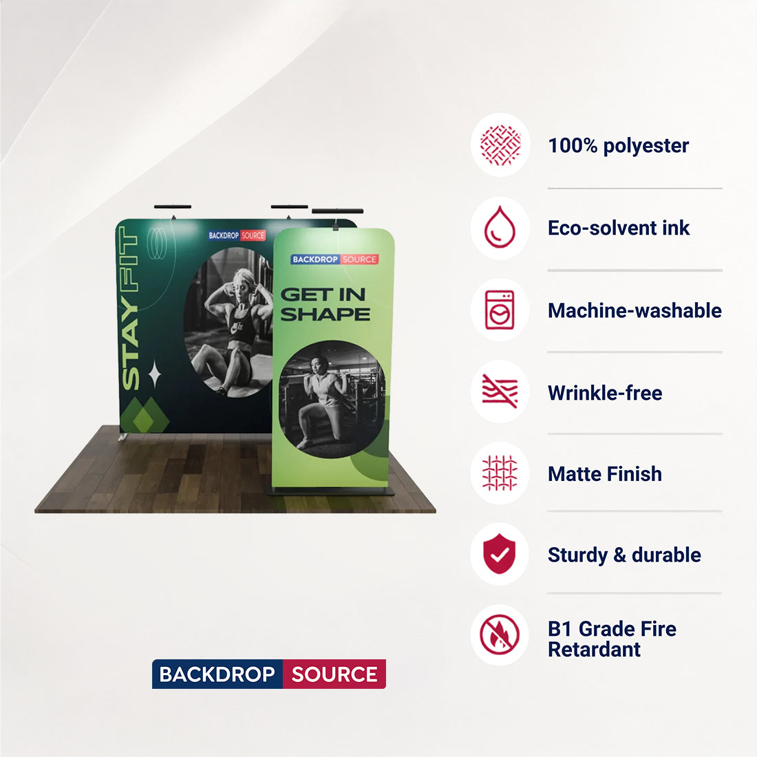 EZ Exhibit Essentials: 3mx3m Booth Kit with Backwall and Banner Stand