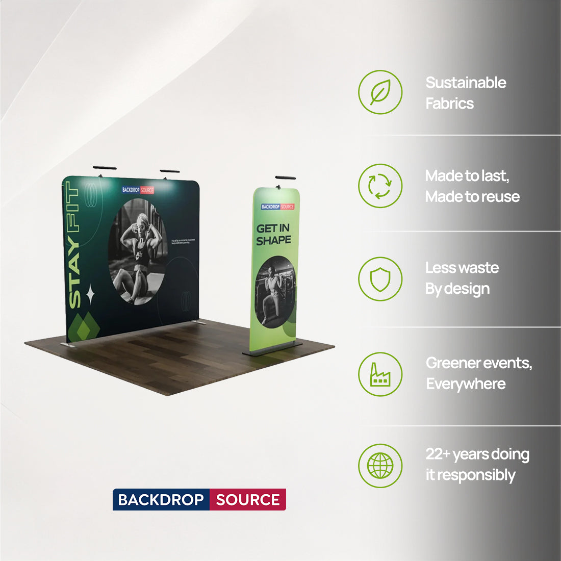 EZ Exhibit Essentials: 3mx3m Booth Kit with Backwall and Banner Stand