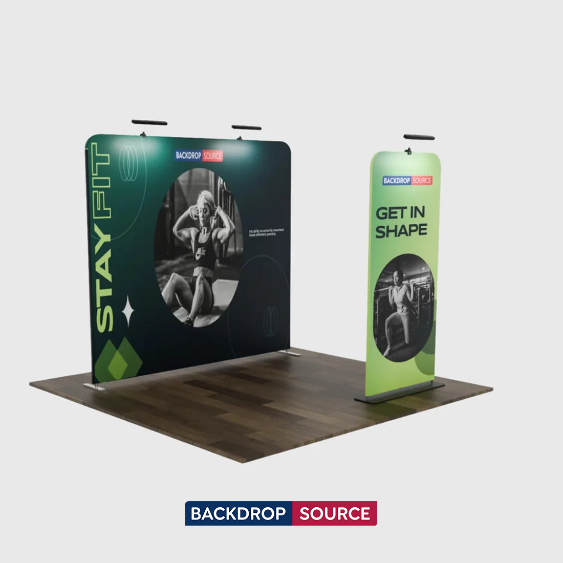 EZ Exhibit Essentials: 3mx3m Booth Kit with Backwall and Banner Stand
