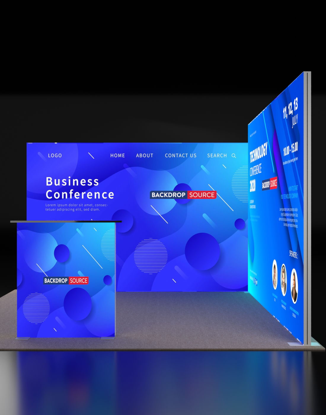 3m Backlit SEG L-Shape Booth Kit with Lightbox Counter