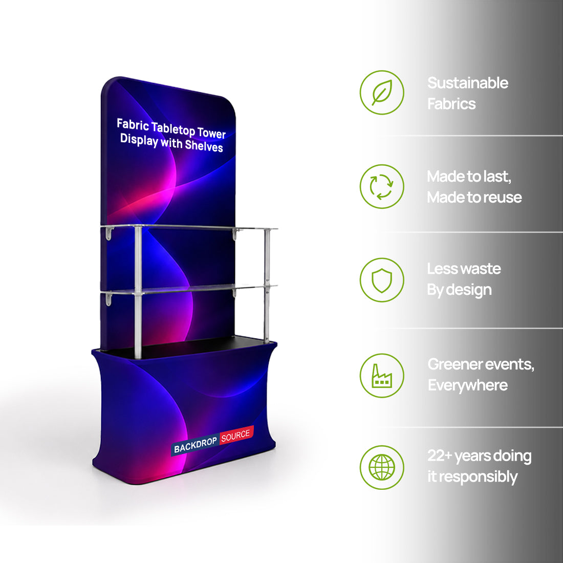 Fabric Tabletop Tower Display with Shelves