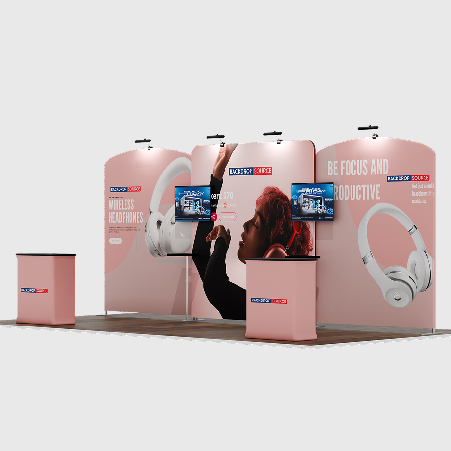6x3m Booth Kit with Straight Centre Wall & Curved Side Walls