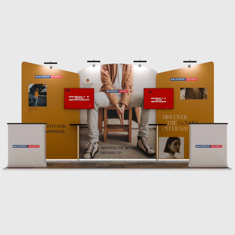 6x3m Booth Kit with Curved Centre Wall & Inclined Side Walls