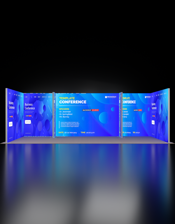 Backlit SEG Booth Kit with 2 Divider Walls & Sidewall Lightboxes
