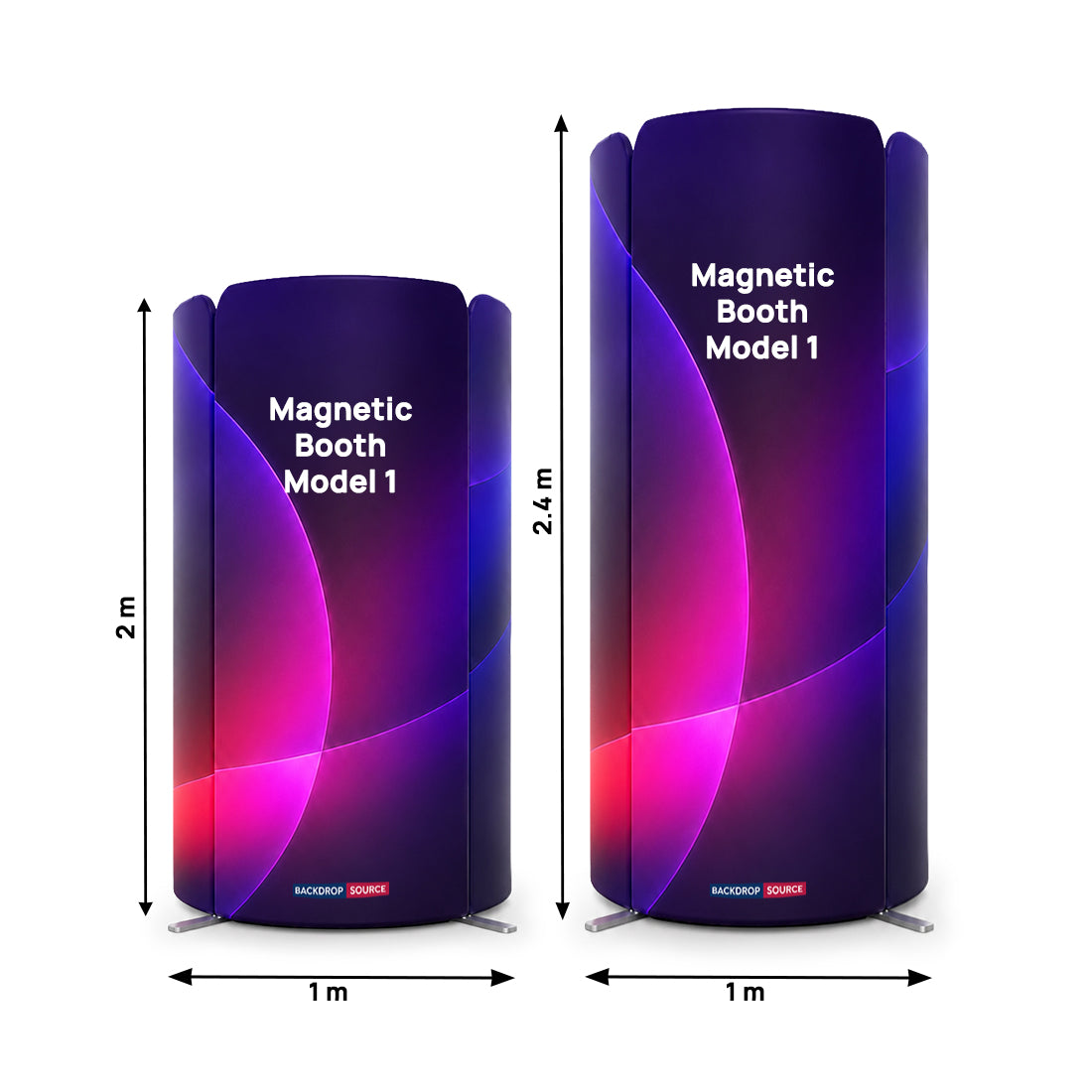 2x2m Magnetic Fabric Booth Wall with 4 Curved Panels