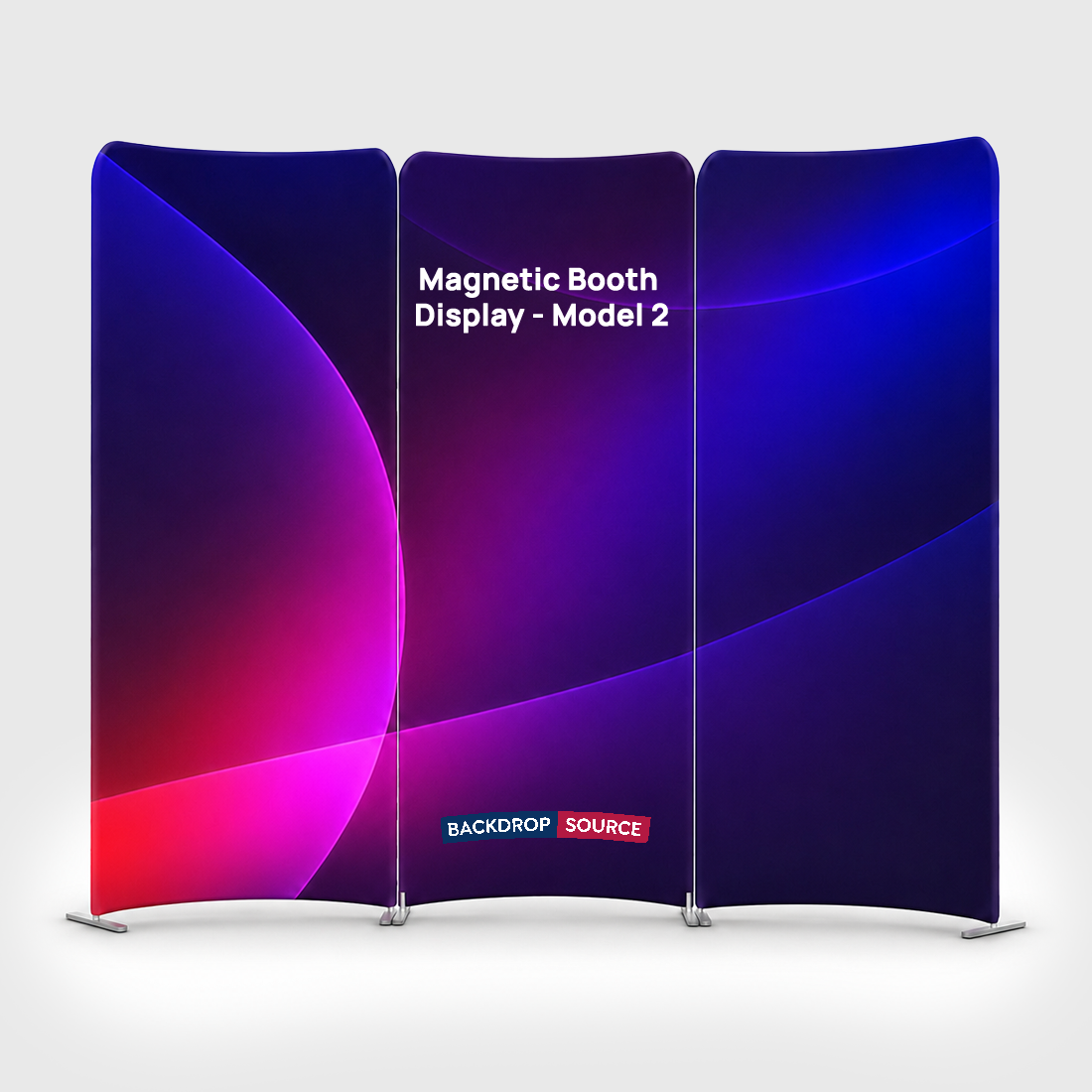 2x2m Magnetic Fabric Booth Wall with 3 Curved Panels