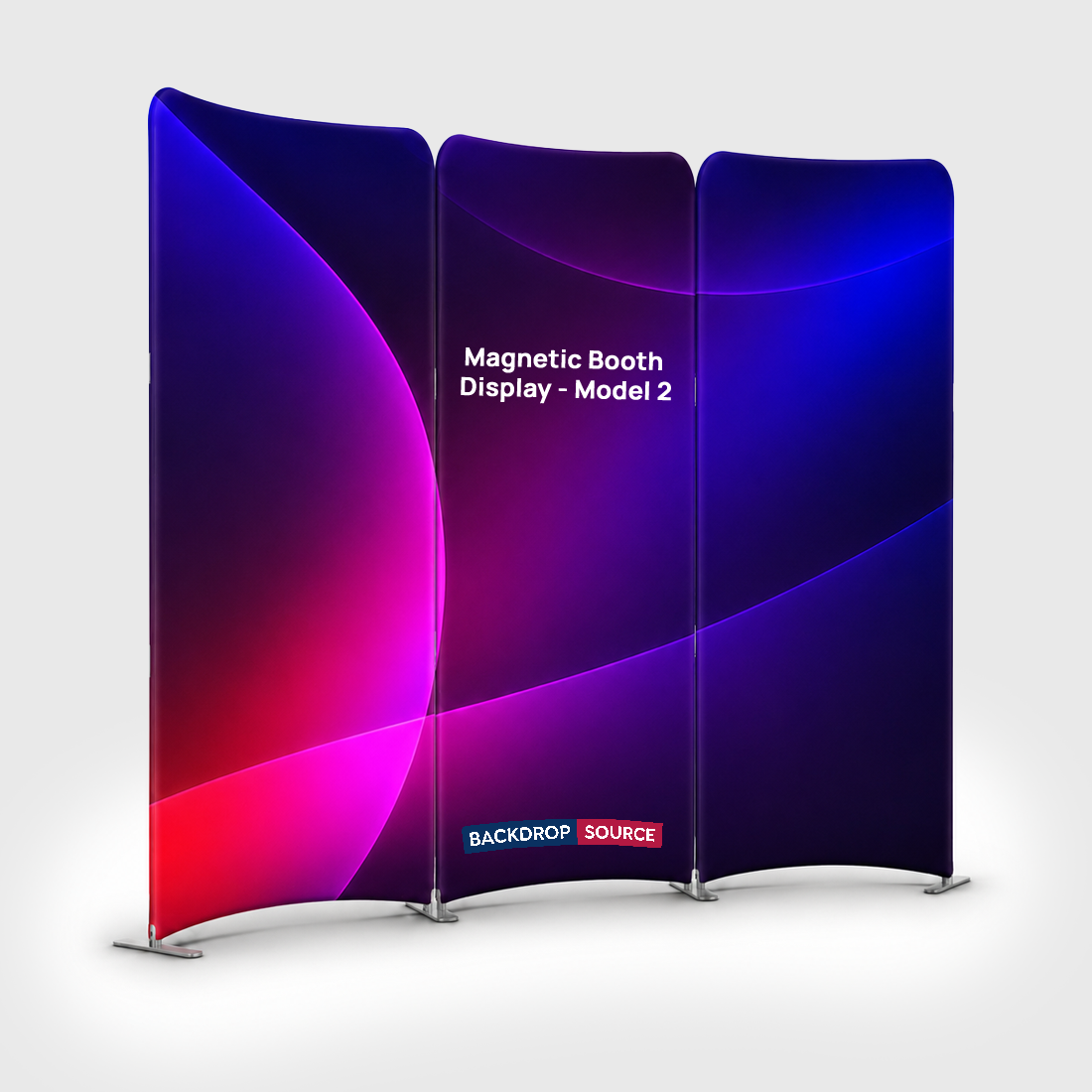 2x2m Magnetic Fabric Booth Wall with 3 Curved Panels