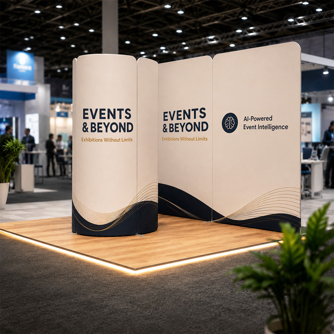 4x3m Magnetic Fabric Booth Wall with Curved Panel Options