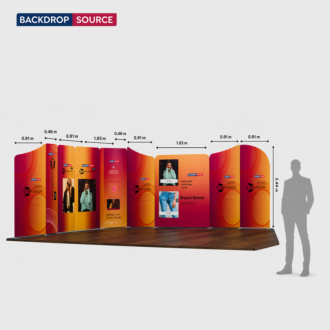 5x5m Magnetic Fabric Booth Wall with 10 Panels
