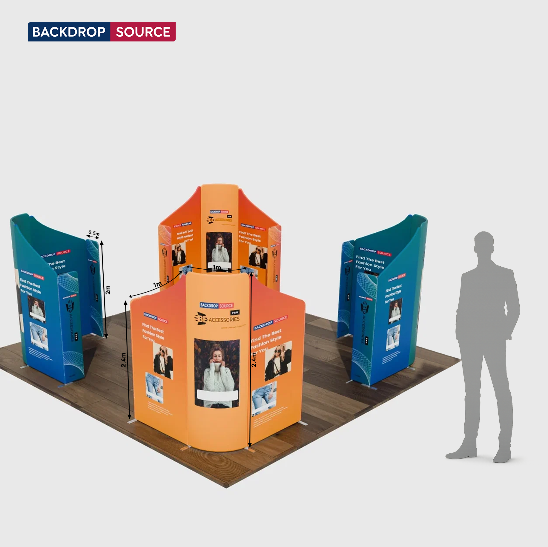 6x6m Magnetic Fabric Booth Wall with 20 Mixed Panels