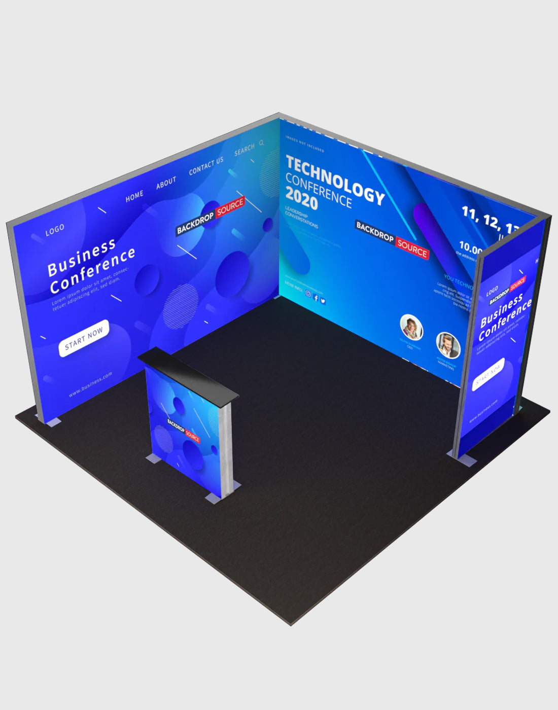 3m Backlit SEG Booth Kit with 2 Sidewalls & Lightbox Counter