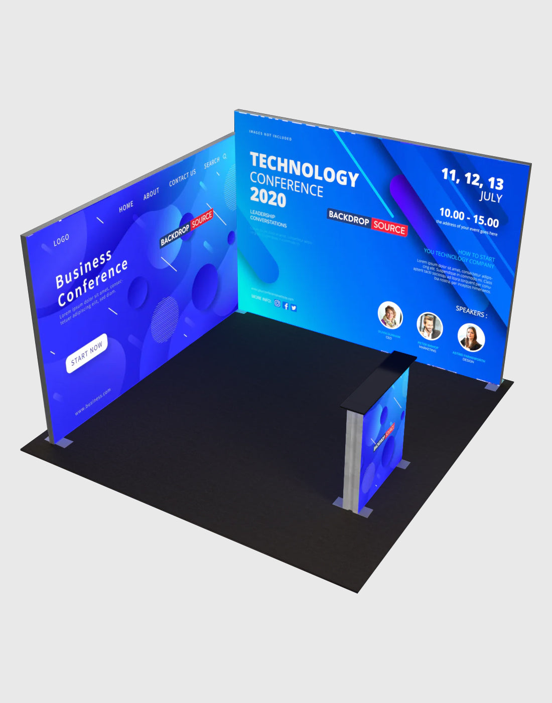 3m Backlit SEG L-Shape Booth Kit with Lightbox Counter