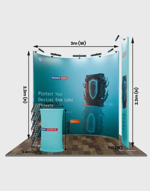 Modular U Shaped Exhibition Kit for 3m Wide Booths