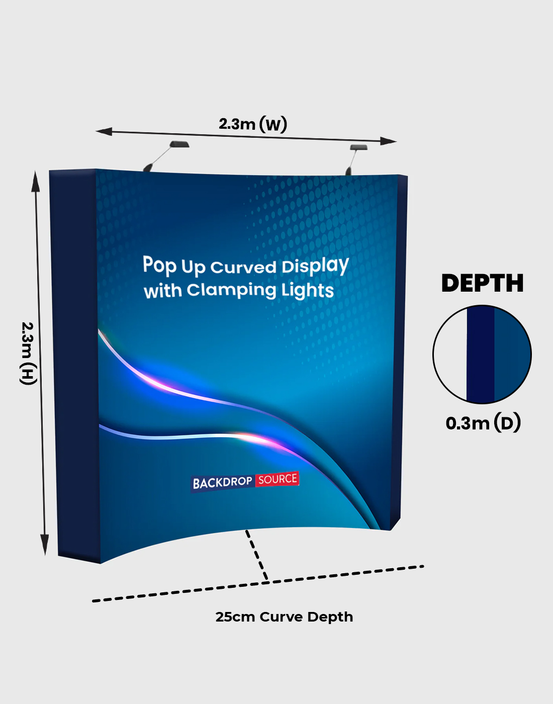 Backwall Popup Curved Backwall Kit with Clamping Lights | Trade Show Display ...