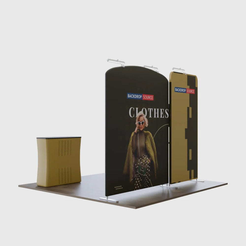 3x3m Booth Kit with Sloped & Straight Walls, Counter & TV Mount