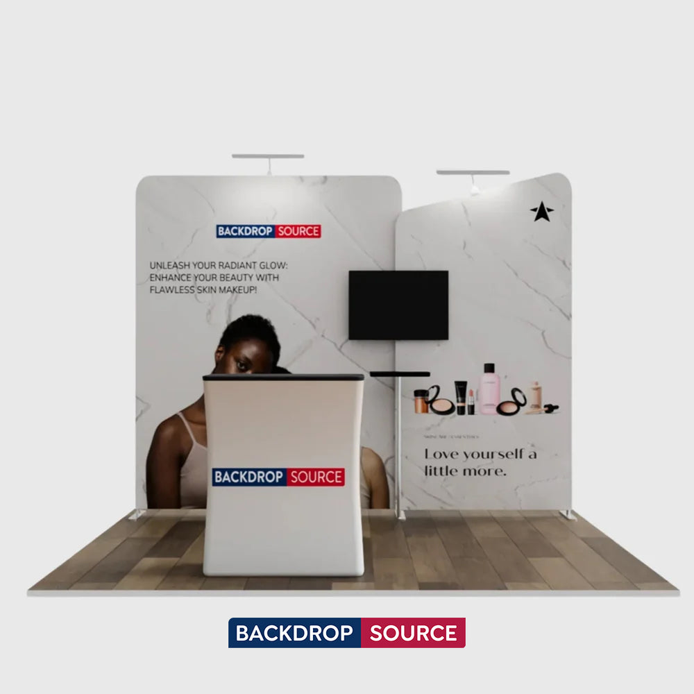 3x3m Booth Kit with Wide Straight Wall & Inclined Side Panel