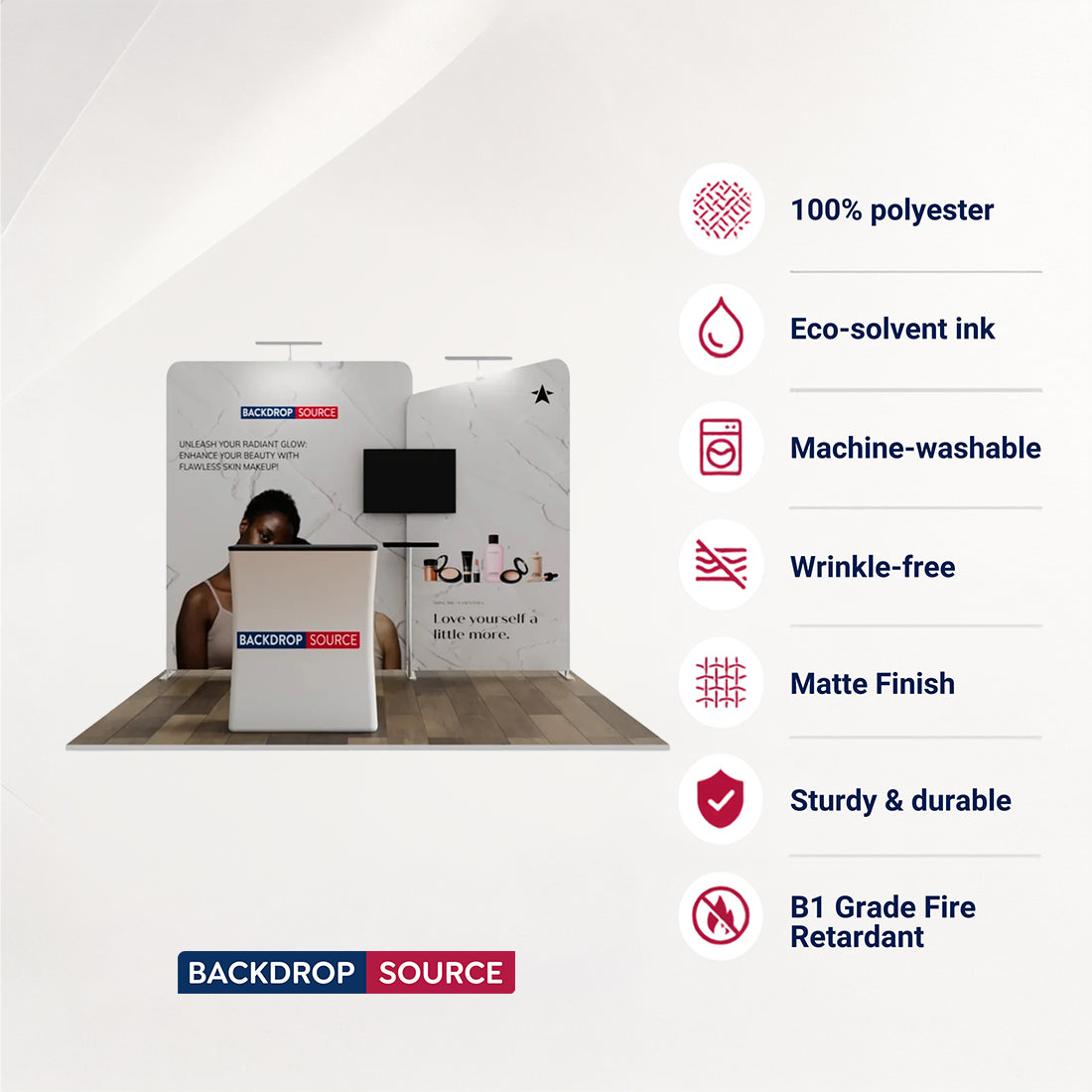 3x3m Booth Kit with Wide Straight Wall & Inclined Side Panel