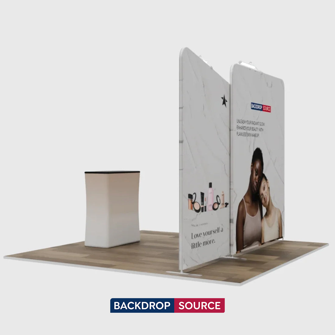 3x3m Booth Kit with Wide Straight Wall & Inclined Side Panel