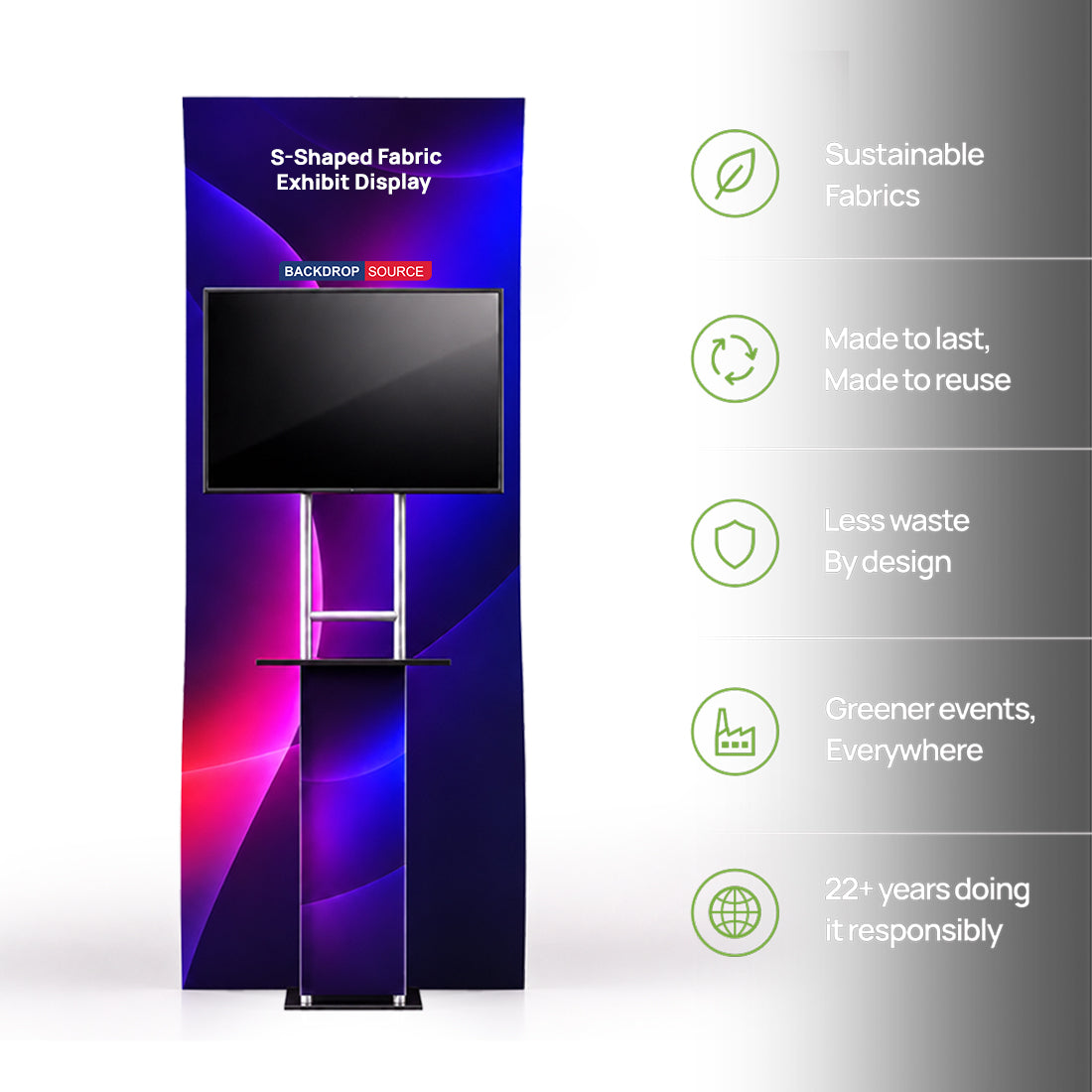 Portable S-Shaped Fabric Exhibit Display