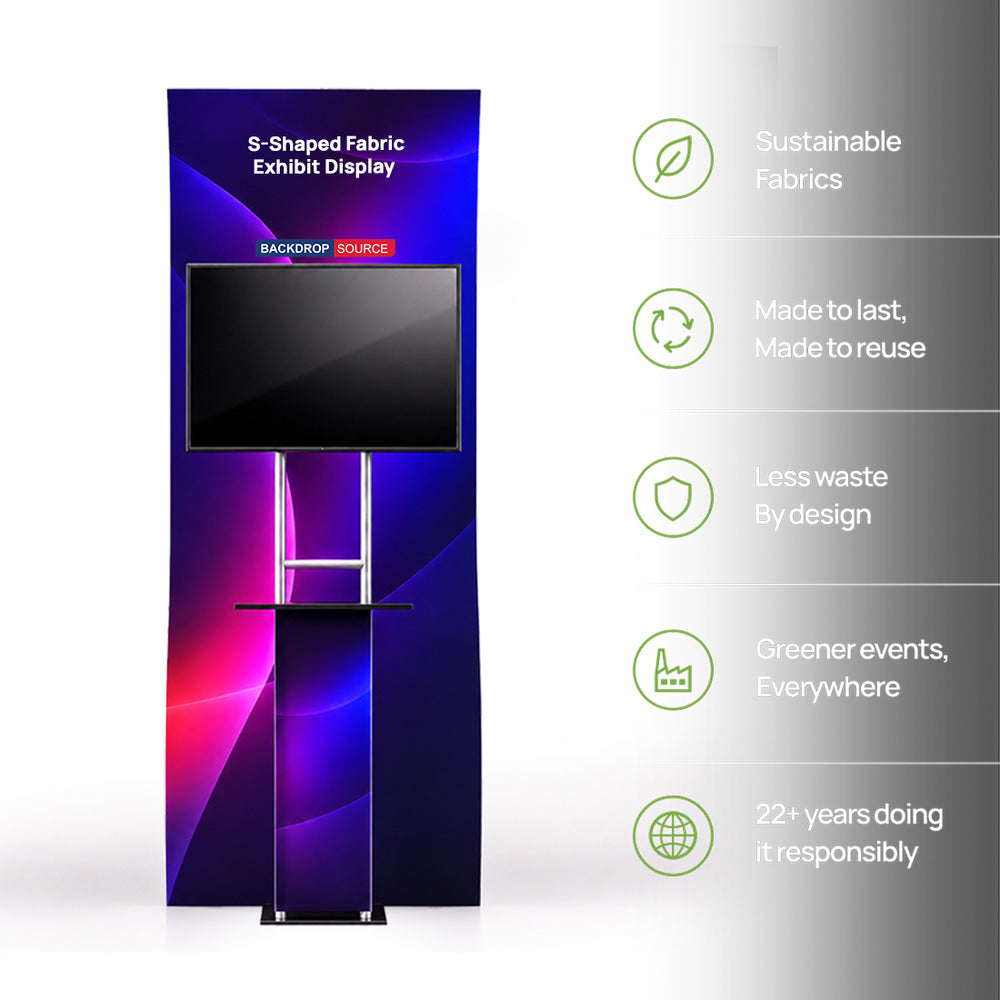 Portable S-Shaped Fabric Exhibit Display