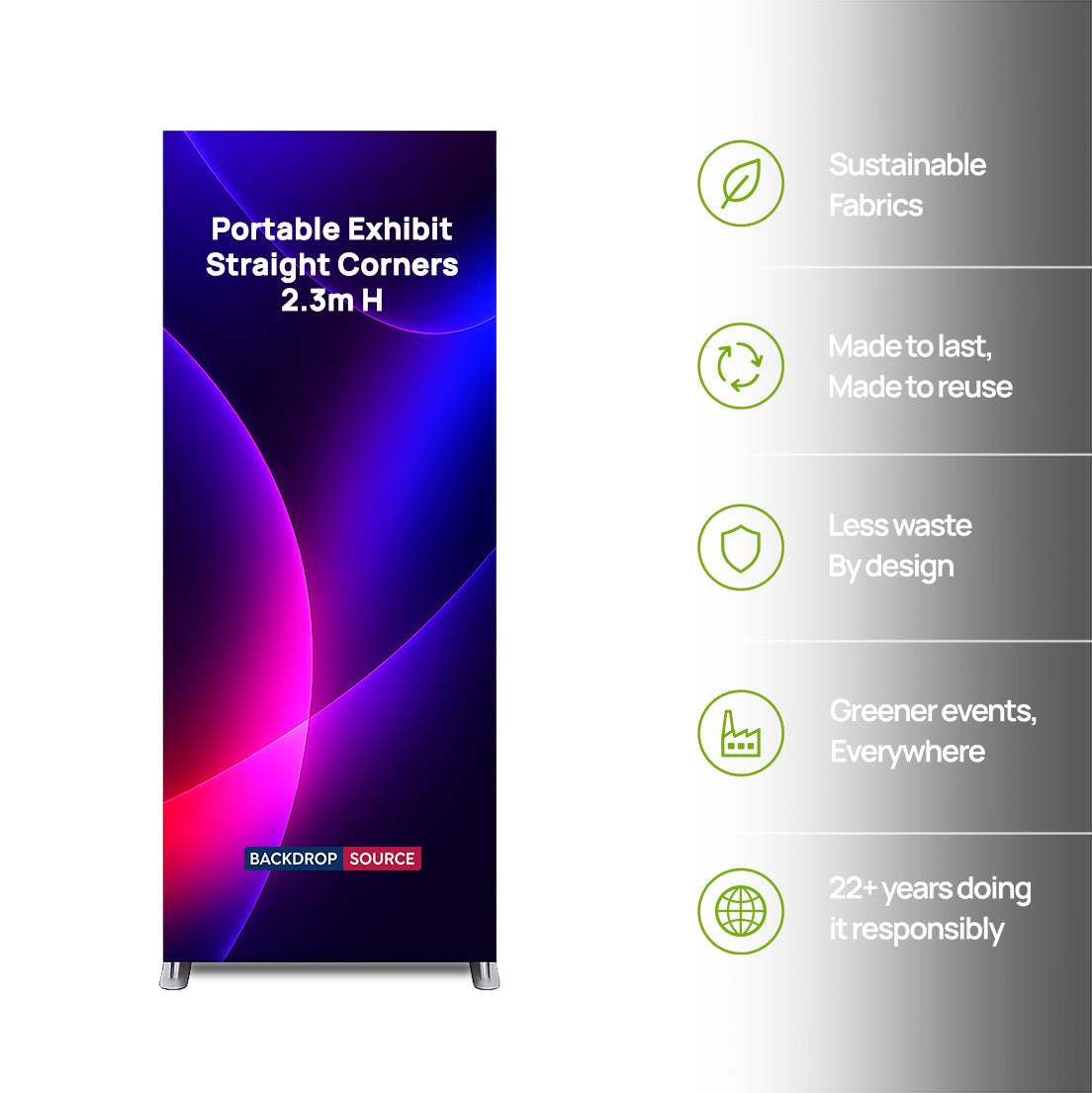 Portable Straight-Corner Fabric Exhibit Display
