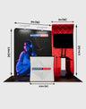 3x3m Booth Kit with S-Curve Panel & Inclined Wall, Counter & TV